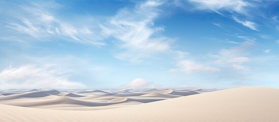 Poster - Copy space image featuring the picturesque dunes of Corralejo in Fuerteventura set against a beautiful sky