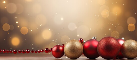 Aufkleber - An invitation card for a party celebration on a Christmas background adorned with shiny balls and festive decorations perfect for adding text in the copy space image