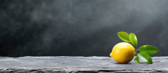 Aufkleber - A copy space image of a fresh organic lemon resting on a rustic slate surface