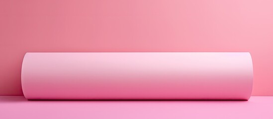Aufkleber - Pink paper roll with a fold on a pink background creates a creative backdrop The image provides ample blank space for copying or adding text