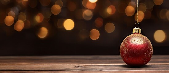 Poster - Copy space image of a classic Christmas ornament displayed against a rustic wooden backdrop
