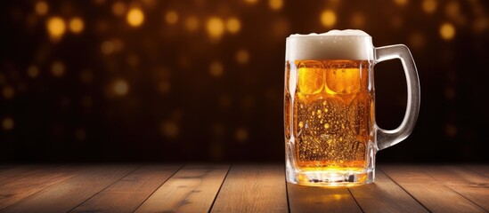 Fototapete - An image of a beer mug with empty space for text or other elements. with copy space image. Place for adding text or design