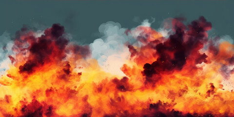 Poster - fire Smoke and Flames on white background