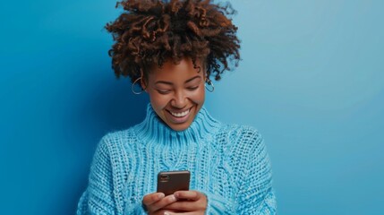 Sticker - Woman Delighted with Her Smartphone