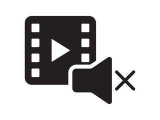 Poster - Mute, no sound icon vector, volume mute icon with video icon vector symbol