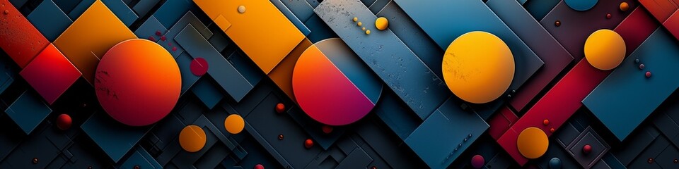 Poster - A creative composition of geometric shapes and bold colors in a modern graphic design.