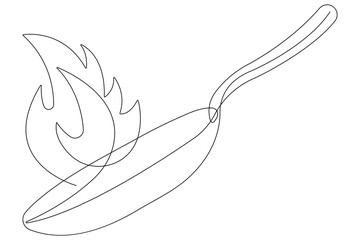 Wall Mural - Frying pan continuous one line art drawing of outline vector illustration concept