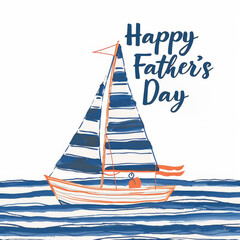 Nautical-themed Father’s Day card in navy and white stripes with a bold 