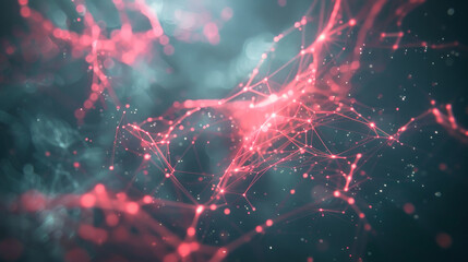 Aufkleber - lines, nodes and dots structure, abstract futuristic technology composition