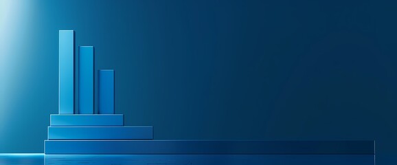 Wall Mural - A clean and minimalist side view of a simple bar graph in deep blue color, offering a visually appealing representation of data, captured with HD resolution.