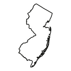 Wall Mural - White solid outline of the state of New Jersey