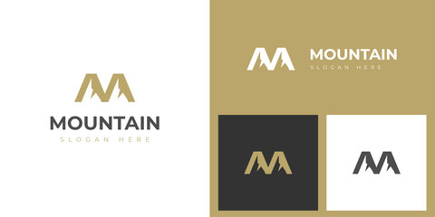 Aufkleber - simple mountain logo with letter M design idea vector element for identity brand
