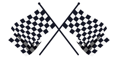 Fototapete - Checkered simple flags. Vector illustration of two sport racing flags. Two crossed racing flags. Formula 1 championship, isolated flags.