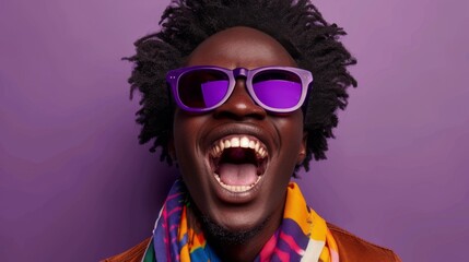 Canvas Print - Man with Colorful Sunglasses Laughing