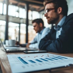 Poster - business team reviewing profitable year end performance metrics