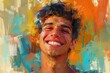 © Lucija - cheerful male portrait positivity vibrant expressive brushstrokes happiness joy smiling upbeat colorful vivid optimistic energetic dynamic digital painting