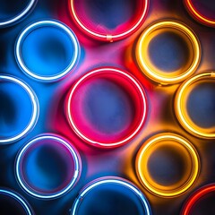 Poster - Vibrant Intersecting Neon Circles in Primary Colors for Dynamic Product Display