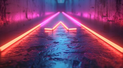 Wall Mural - Vibrant Neon Arrows Guiding the Way Captivating Lighting Composition for Showcasing Products or Designs