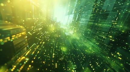 Fototapete - Abstract technology background, green and yellow, white futuristic.