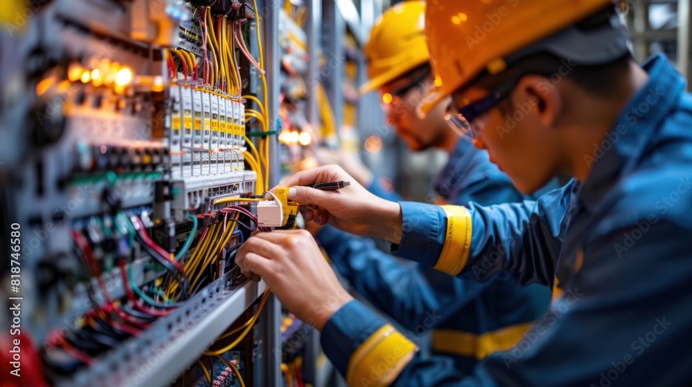 electrical engineers planning wiring layouts for industrial complexes