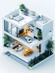 Poster - a minimalist depiction of a futuristic smart home interior showcases an array of modern smart home c
