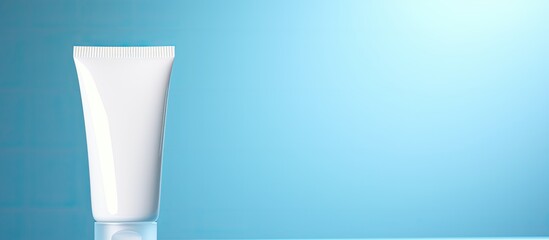 Aufkleber - Closeup of an open tube of ointment on a light blue background providing ample copy space for text