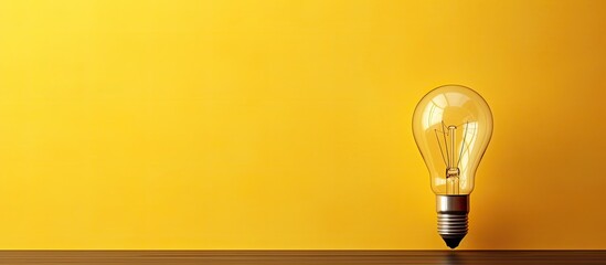 Poster - A yellow wallpaper with a light bulb providing copy space for text or images