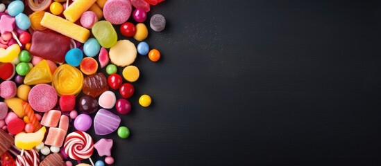 Poster - Colorful assortment of mixed candies with copy space image
