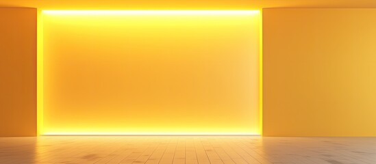 Poster - A well lit room with a glowing door and yellow walls Copy space image