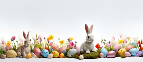 Poster - A white background with an Easter theme and no other objects in the frame. Creative banner. Copyspace image