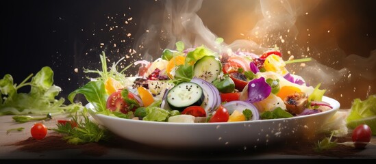 Canvas Print - Organic light salad with a copy space image