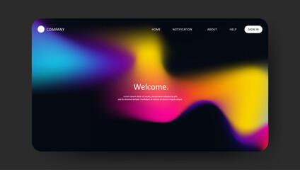 Abstract wave futuristic design of landing page. retro gradient mesh website design