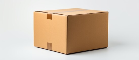 Poster - A cardboard box with copy space image placed separately on a plain white background