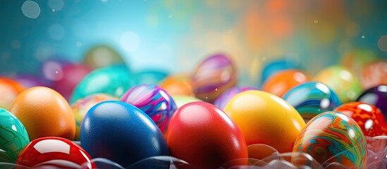 Aufkleber - Colorful Easter eggs on a background with copy space image