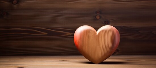 Poster - copy space image of a wooden heart set against a wooden background
