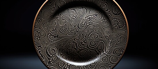 Poster - The copy space image showcases a beautifully crafted ceramic plate meticulously made by hand set against a contrasting black backdrop