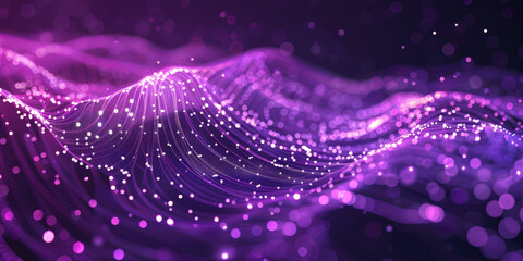 Wall Mural - abstract futuristic background with purple glowing neon moving high speed wave lines and bokeh lights. Data transfer concept Fantastic wallpaper, pink blue frequency signal waves as particles	
