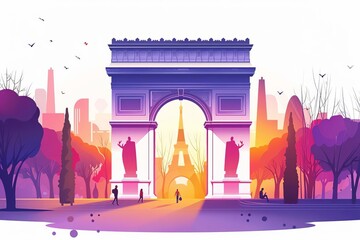 city travel journey archway entrance vector illustration welcome destination arrival architecture to