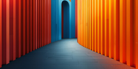 Wall Mural - A vertical gradient wall background, empty colorful room
