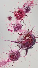 Sticker - Vibrant Microscopic Visualization of Malignant Cell Structures Treated with Advanced Techniques