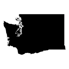 Wall Mural - black solid map of the state of washington