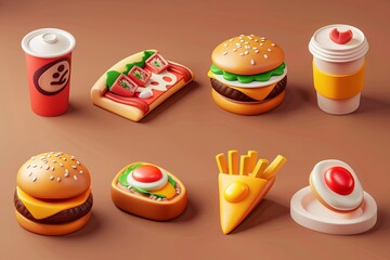 Poster - A collection of various food items laid out on a table, showcasing a mix of colors and textures. Generative AI