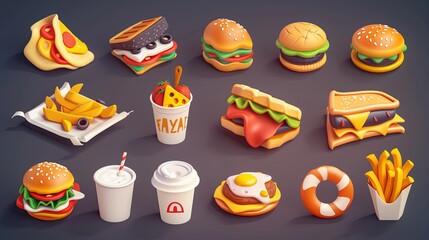 Aufkleber - Assorted food items such as fruits, bread, cheese, and vegetables are neatly displayed on a table. Generative AI