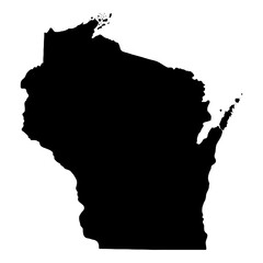 Wall Mural - black solid map of the state of wisconsin