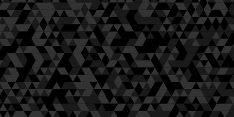 Wall Mural - Vector geometric seamless technology gray and black triangle background. Abstract digital grid light pattern black Polygon Mosaic triangle Background, business and corporate background.