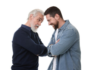 Sticker - Happy son and his dad on white background