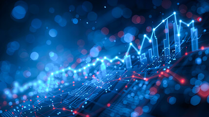 Poster - financial stock market graph on technology abstract background. 3d illustration.