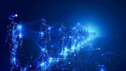 Poster - Abstract technology background, Leadership, working together, Polygonal wireframe