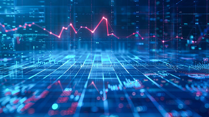 Poster - 3d rendering of abstract technology background with glowing forex chart.