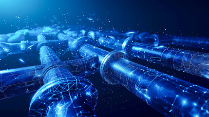 Poster - Abstract polygonal background with connecting dots and lines. Connection structure. 3d rendering